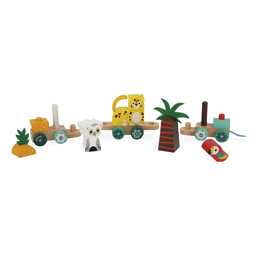 Janod Tropik Train - 11 Pieces and 3 Cars for First Steps