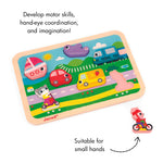 Janod Vehicles Chunky Puzzle - 7 Easy-Grip Wooden Pieces