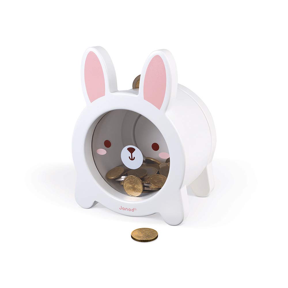 Janod Bunny Piggy Bank - Magnetic Wooden Saver for Kids