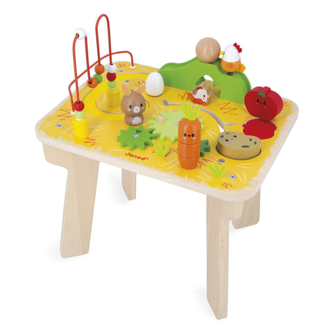 Janod Farm Activity Table - 8 Wooden Games for Toddlers