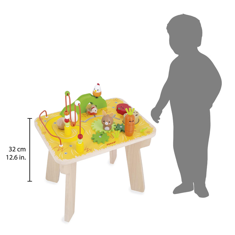Janod Farm Activity Table - 8 Wooden Games for Toddlers
