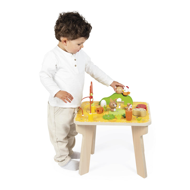 Janod Farm Activity Table - 8 Wooden Games for Toddlers