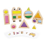 Janod Wooden Assembly Blocks - 18 Blocks, 6 Model Cards