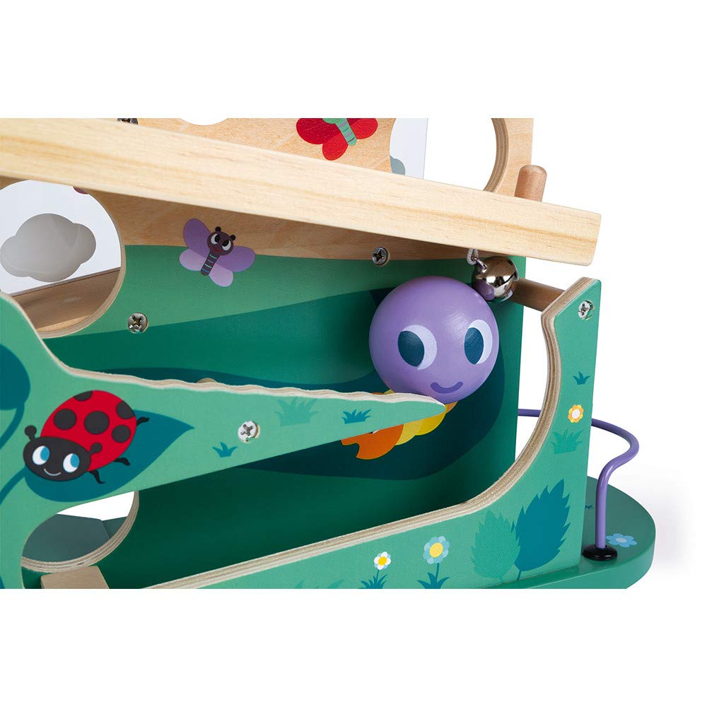 Janod Caterpillar Ball Track - Wooden Ramp Run for Toddlers