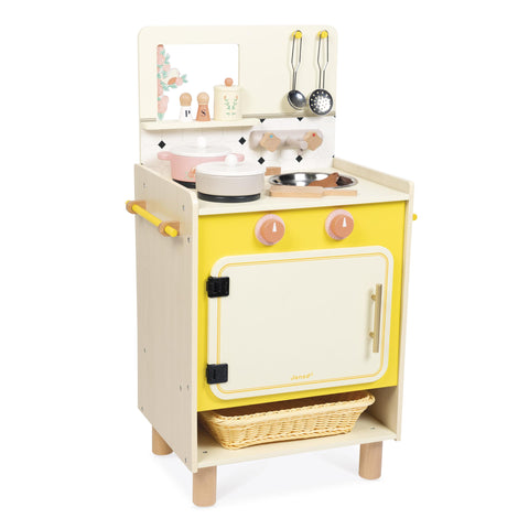 Janod Yellow Wooden Kitchen - 11 Accessories and Sound Knobs