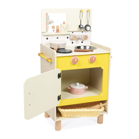 Janod Yellow Wooden Kitchen - 11 Accessories and Sound Knobs