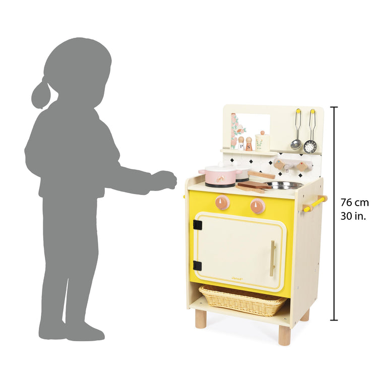 Janod Yellow Wooden Kitchen - 11 Accessories and Sound Knobs