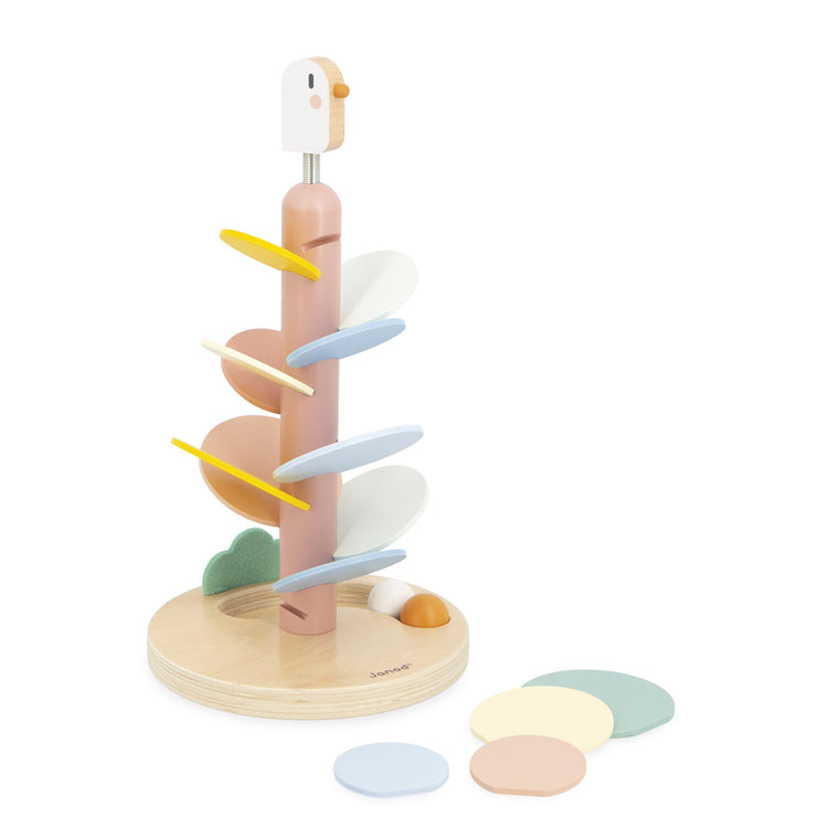 Janod Bird Descender - Wooden Slide with Rolling Marbles