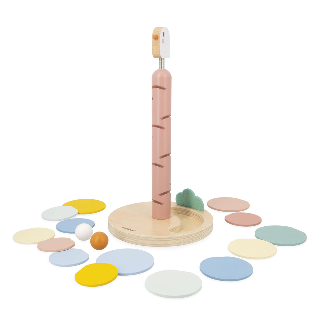 Janod Bird Descender - Wooden Slide with Rolling Marbles