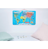 Janod Wooden Magnetic World Map - 92 Pieces for Global Learning image 1