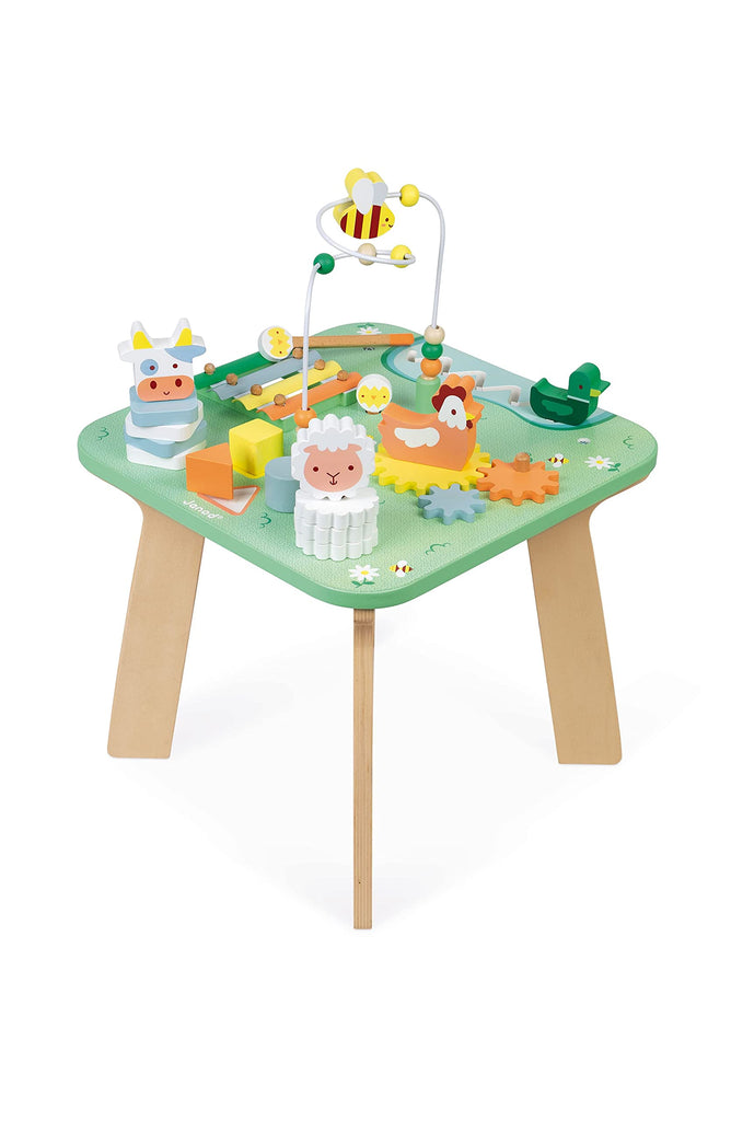 Janod Pretty Meadow Activity Table - 7 Fun Wooden Games