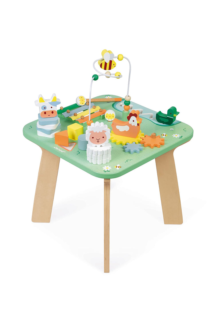 Janod Pretty Meadow Activity Table - 7 Fun Wooden Games