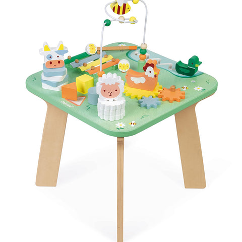 Janod Pretty Meadow Activity Table - 7 Fun Wooden Games
