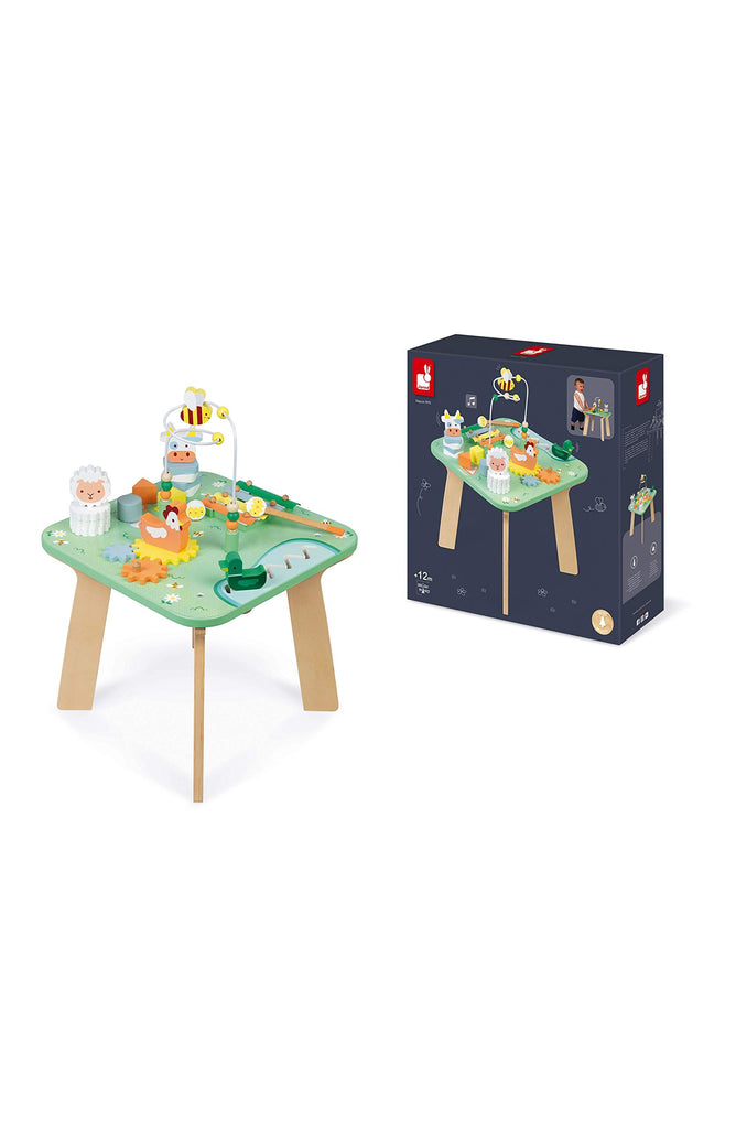 Janod Pretty Meadow Activity Table - 7 Fun Wooden Games
