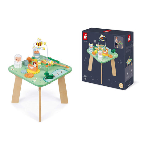 Janod Pretty Meadow Activity Table - 7 Fun Wooden Games