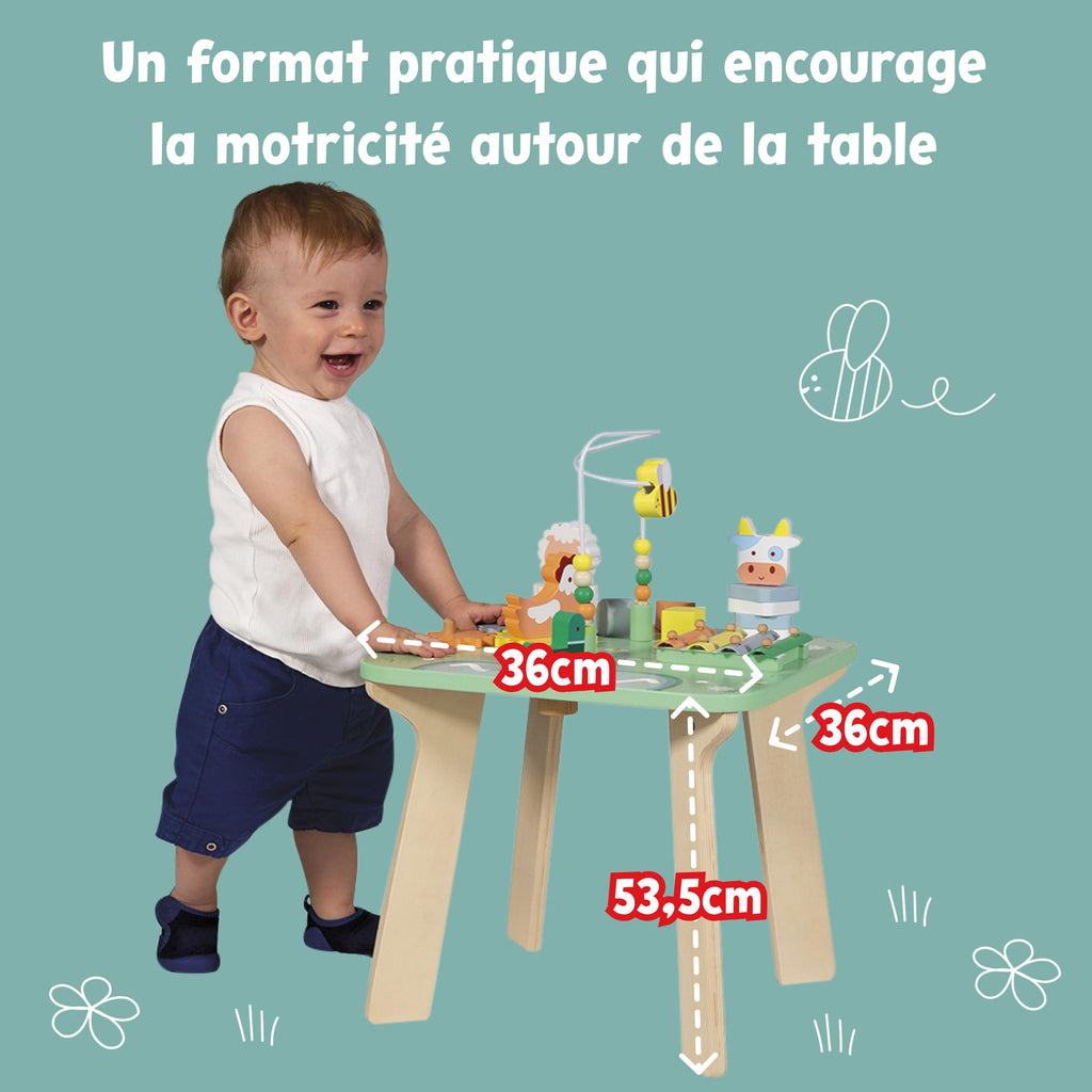 Janod Pretty Meadow Activity Table - 7 Fun Wooden Games