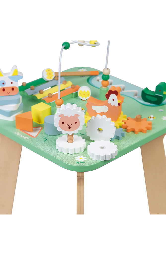 Janod Pretty Meadow Activity Table - 7 Fun Wooden Games