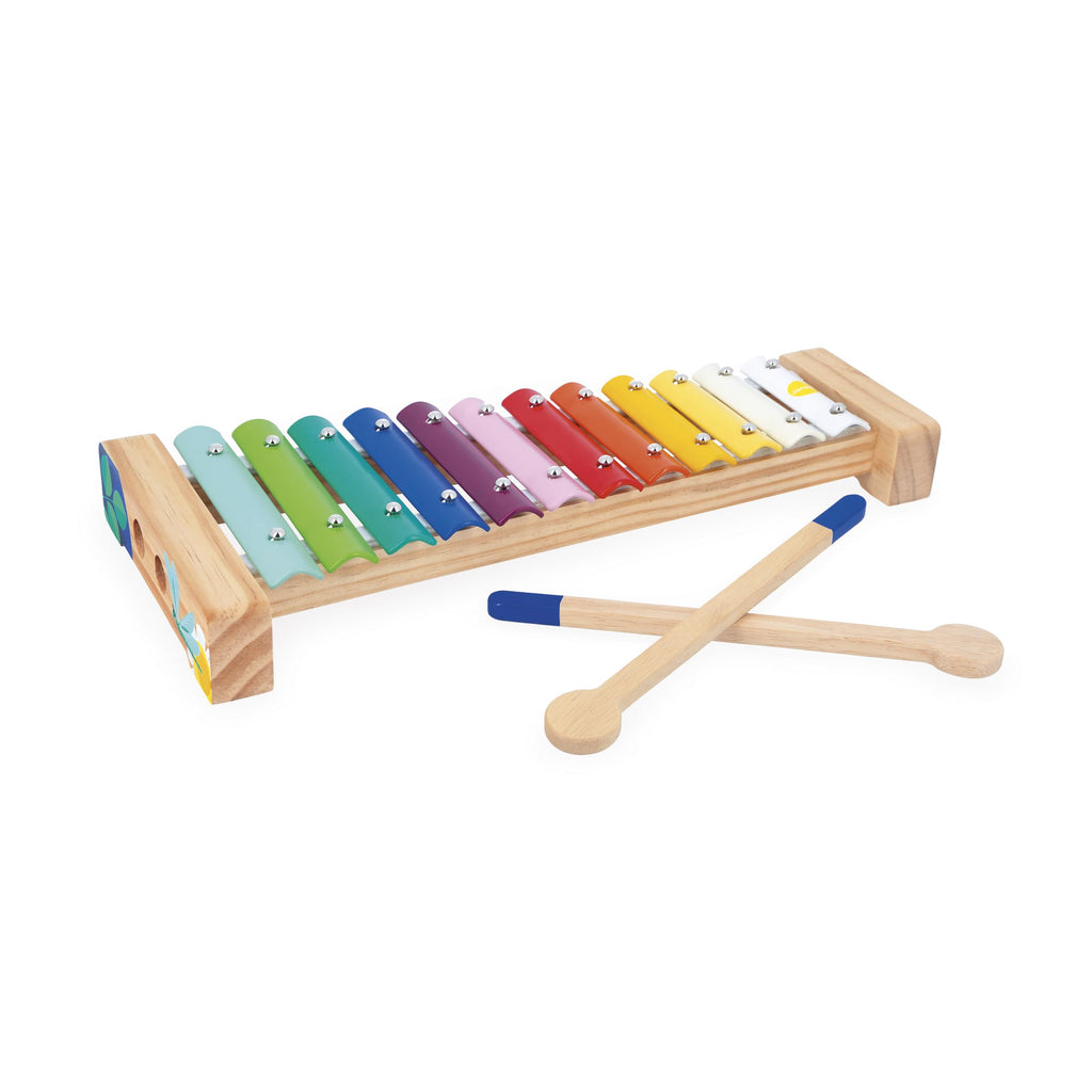 Janod Wooden Xylophone - 12 Keys With 2 Drumsticks for Fun