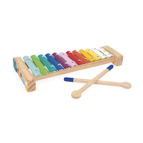 Janod Wooden Xylophone - 12 Keys With 2 Drumsticks for Fun