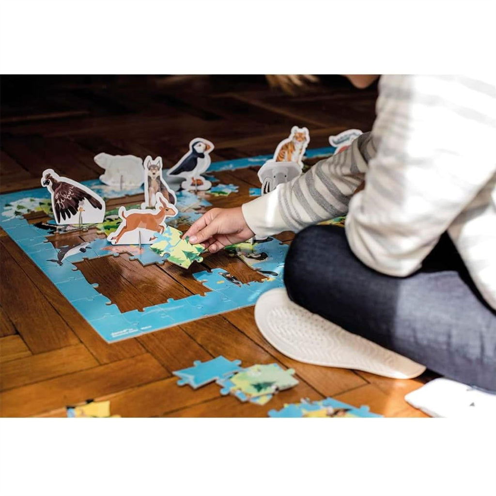 Janod World Atlas Floor Puzzle - 200 Pieces, Endangered Animals