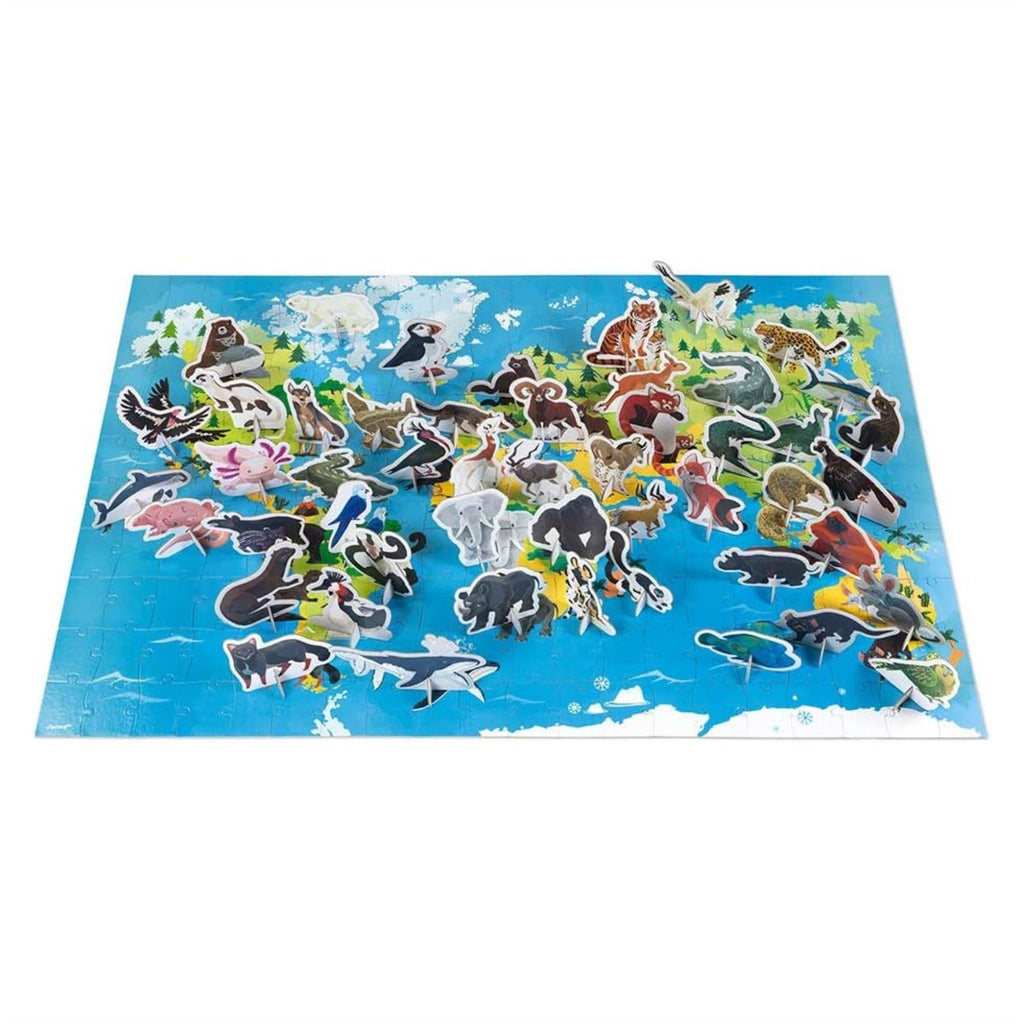 Janod World Atlas Floor Puzzle - 200 Pieces, Endangered Animals