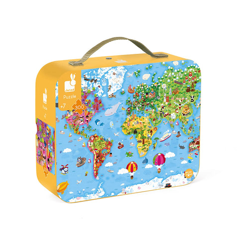 Janod Giant World Map Puzzle - 300 Pieces for Discovery