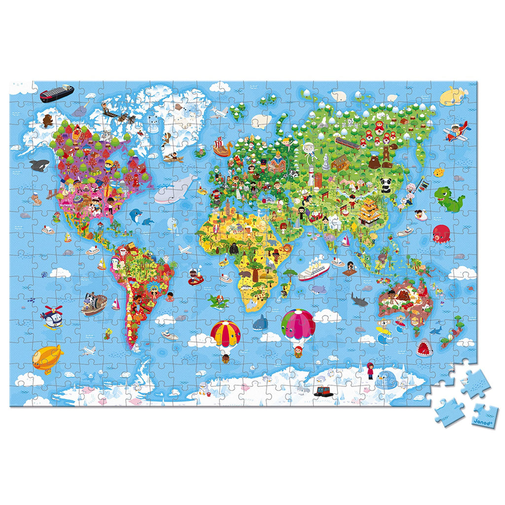 Janod Giant World Map Puzzle - 300 Pieces for Discovery