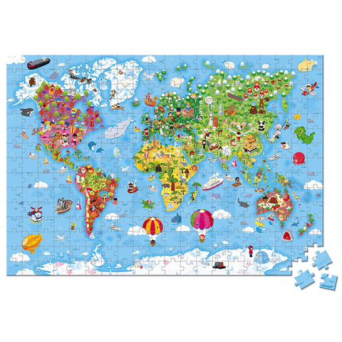 Janod Giant World Map Puzzle - 300 Pieces for Discovery