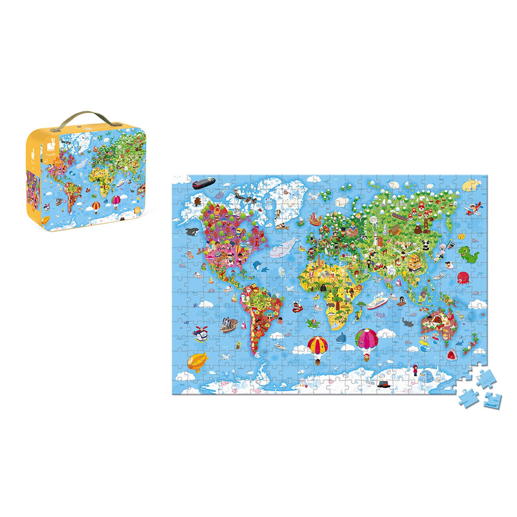 Janod Giant World Map Puzzle - 300 Pieces for Discovery
