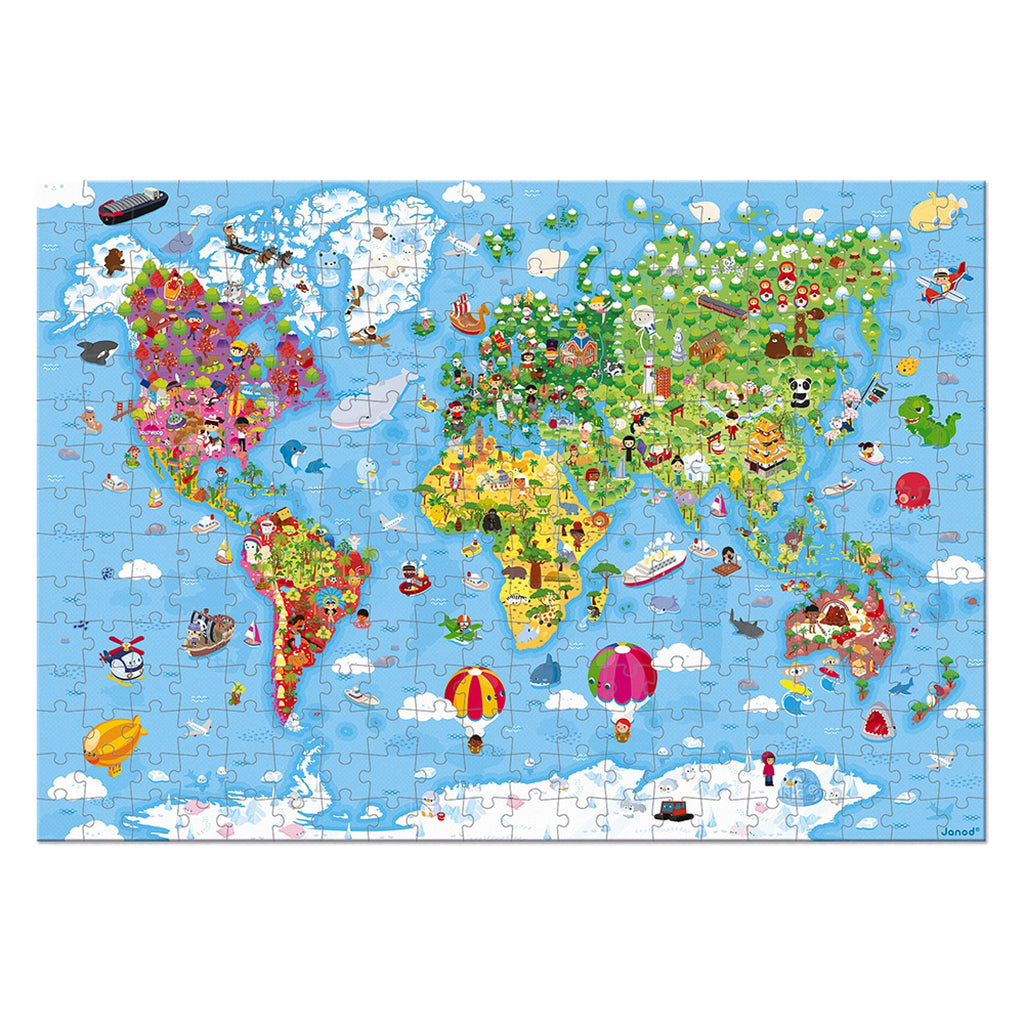 Janod Giant World Map Puzzle - 300 Pieces for Discovery