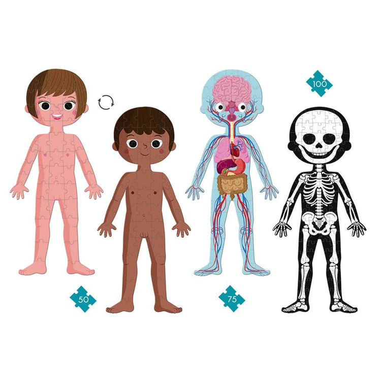Janod Human Body Puzzle Set - 4 Giant Glow-in-Dark Puzzles