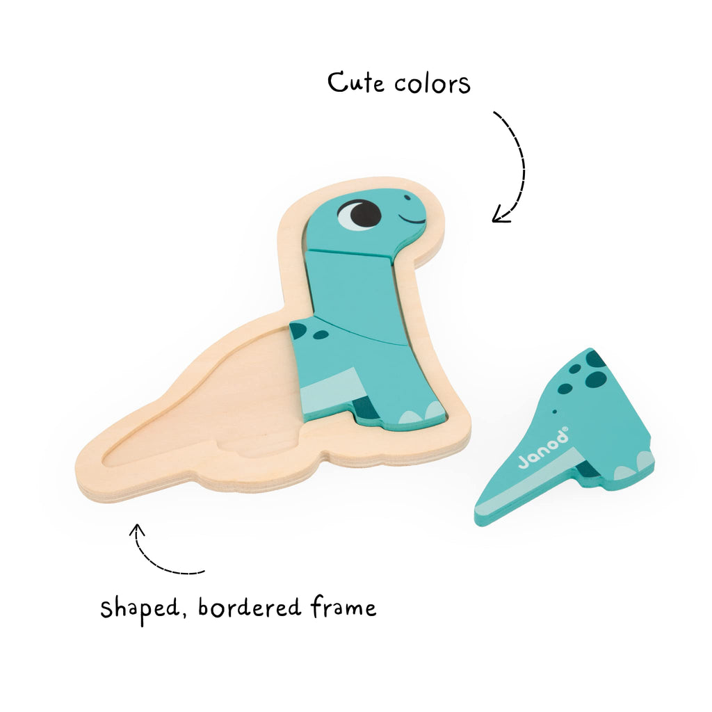 Janod Dino Puzzles - 4 Progressive FSC Wooden Dinosaurs