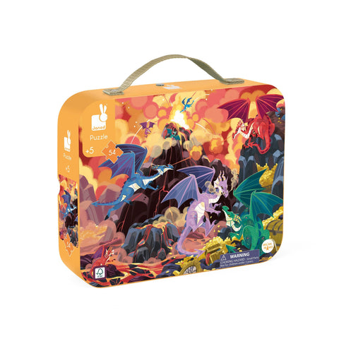 Janod Fiery Dragons Puzzle - 54 Pieces With Carrying Case
