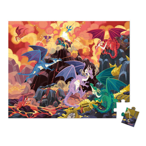 Janod Fiery Dragons Puzzle - 54 Pieces With Carrying Case