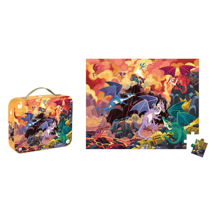 Janod Fiery Dragons Puzzle - 54 Pieces With Carrying Case