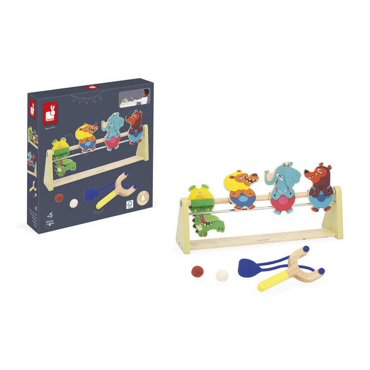 Janod Applepop Slingshot Gallery - 4 Falling Targets Fun