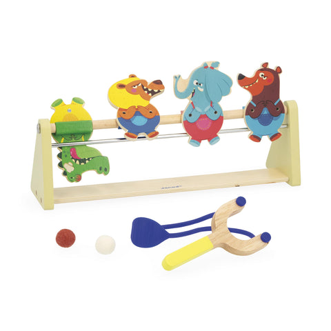 Janod Applepop Slingshot Gallery - 4 Falling Targets Fun