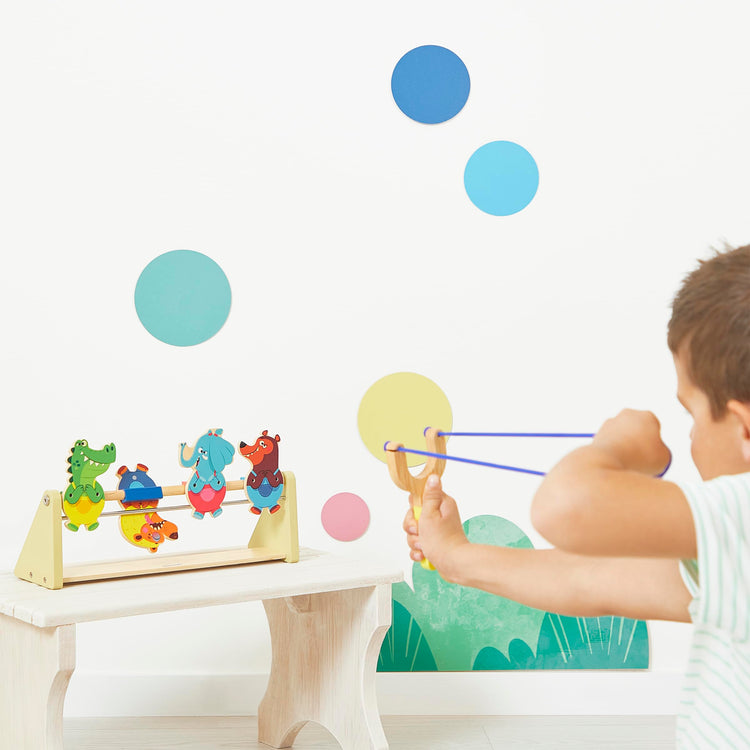 Janod Applepop Slingshot Gallery - 4 Falling Targets Fun