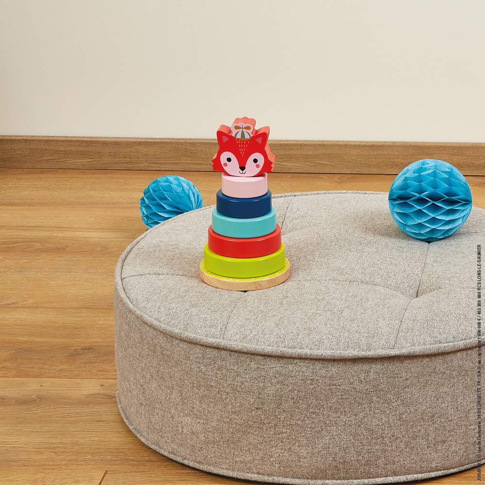 Janod Baby Forest Fox Stacker - 7 Colorful Wooden Pieces