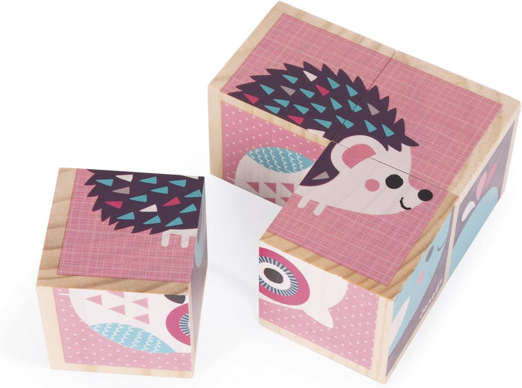 Janod Baby Forest 4 Blocks - 6 Baby Animal Puzzle Scenes