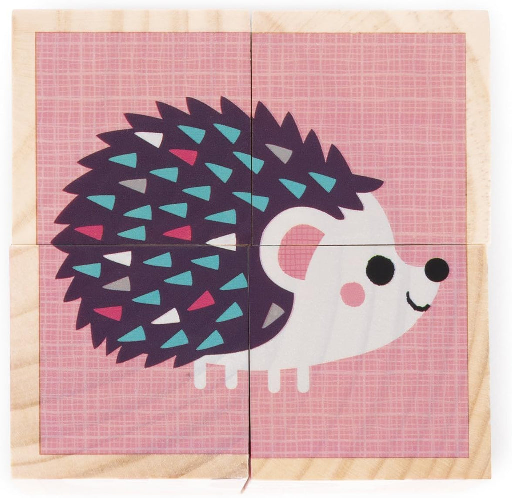 Janod Baby Forest 4 Blocks - 6 Baby Animal Puzzle Scenes