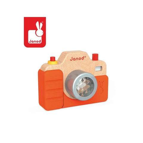 Janod Toddler Camera - Wooden Camera with Flash & Kaleidoscope