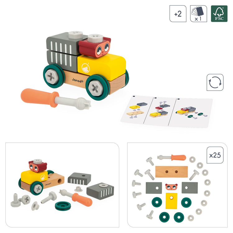 Janod Brico'Kids Bear Car - 24 Accessories for Builders