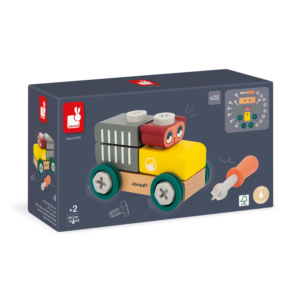 Janod Brico'Kids Bear Car - 24 Accessories for Builders