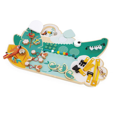 Janod Crocodile Busy Board - Jungle Motor Skills Activity