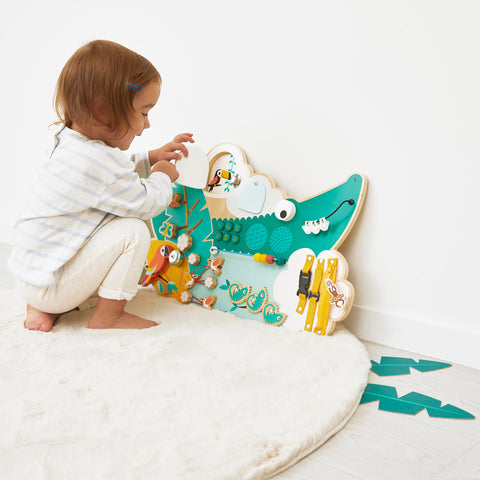Janod Crocodile Busy Board - Jungle Motor Skills Activity