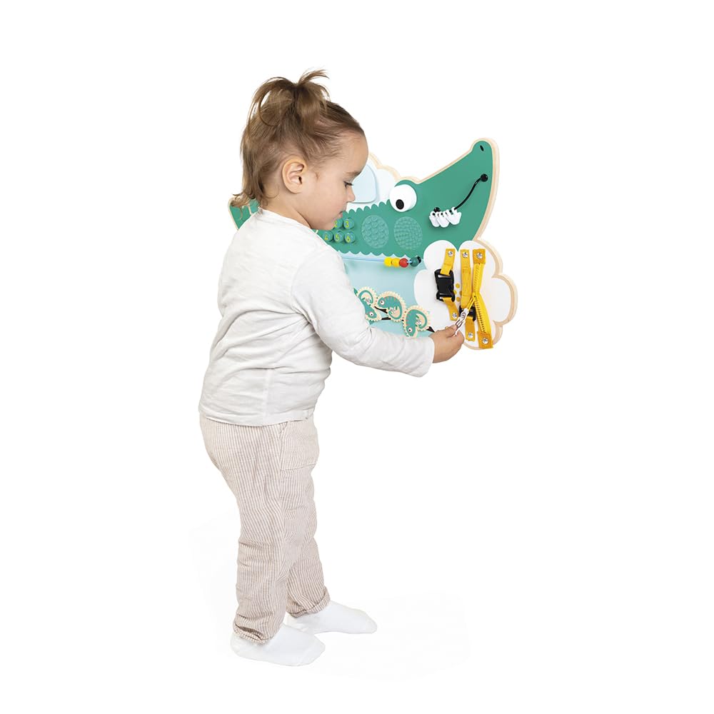 Janod Crocodile Busy Board - Jungle Motor Skills Activity