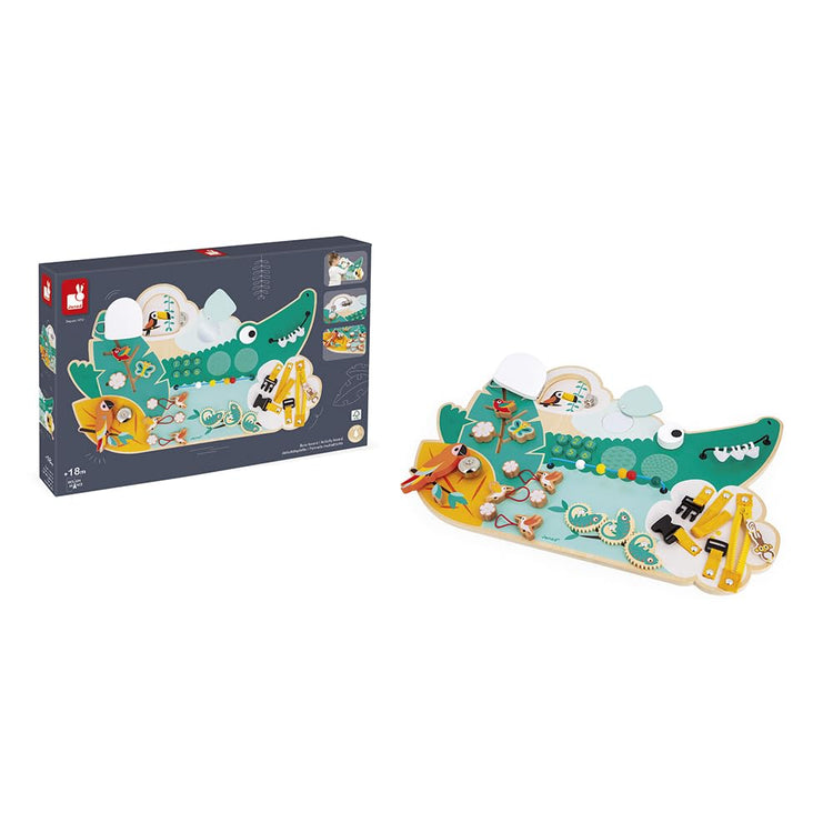Janod Crocodile Busy Board - Jungle Motor Skills Activity