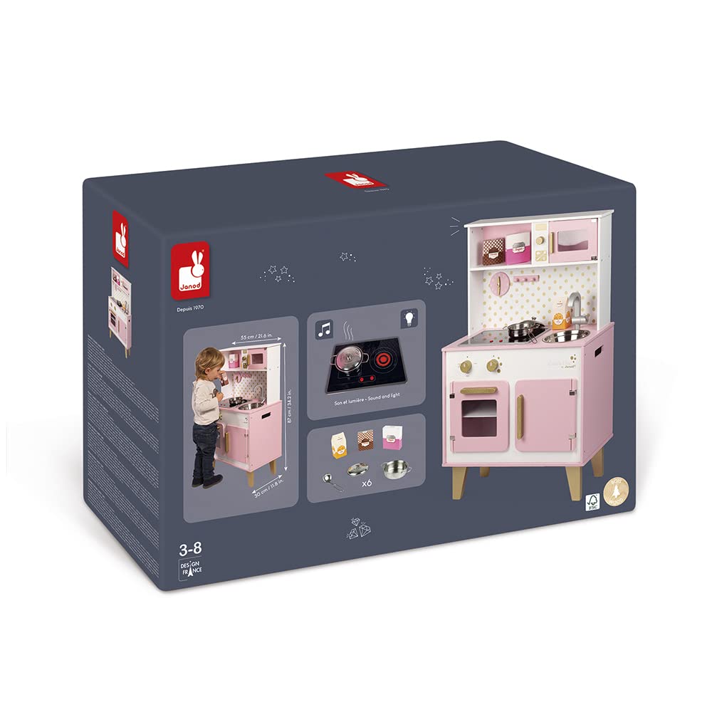 Janod Candy Chic Big Cooker - Lights, Sounds, 6 Accessories