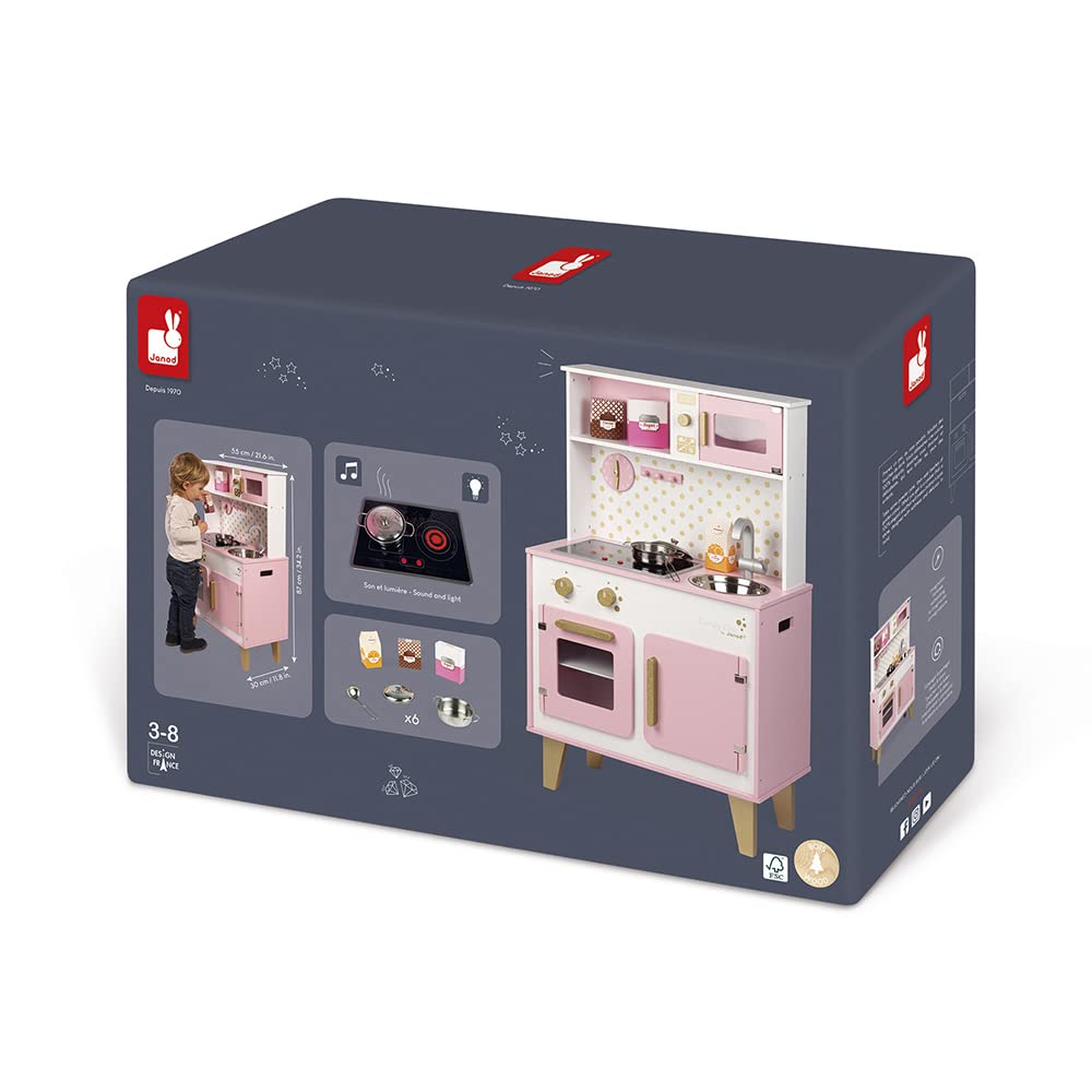 Janod Candy Chic Big Cooker - Lights, Sounds, 6 Accessories